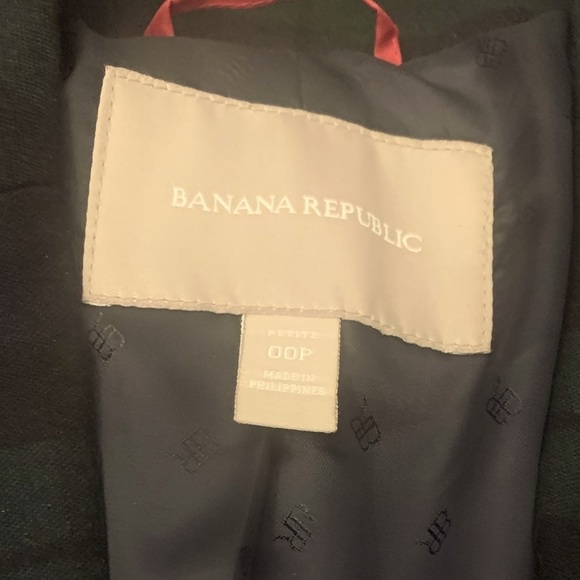 Banana Republic Plaid Cropped Blazer in Green & Navy Size 0 Petite - Picture 6 of 6